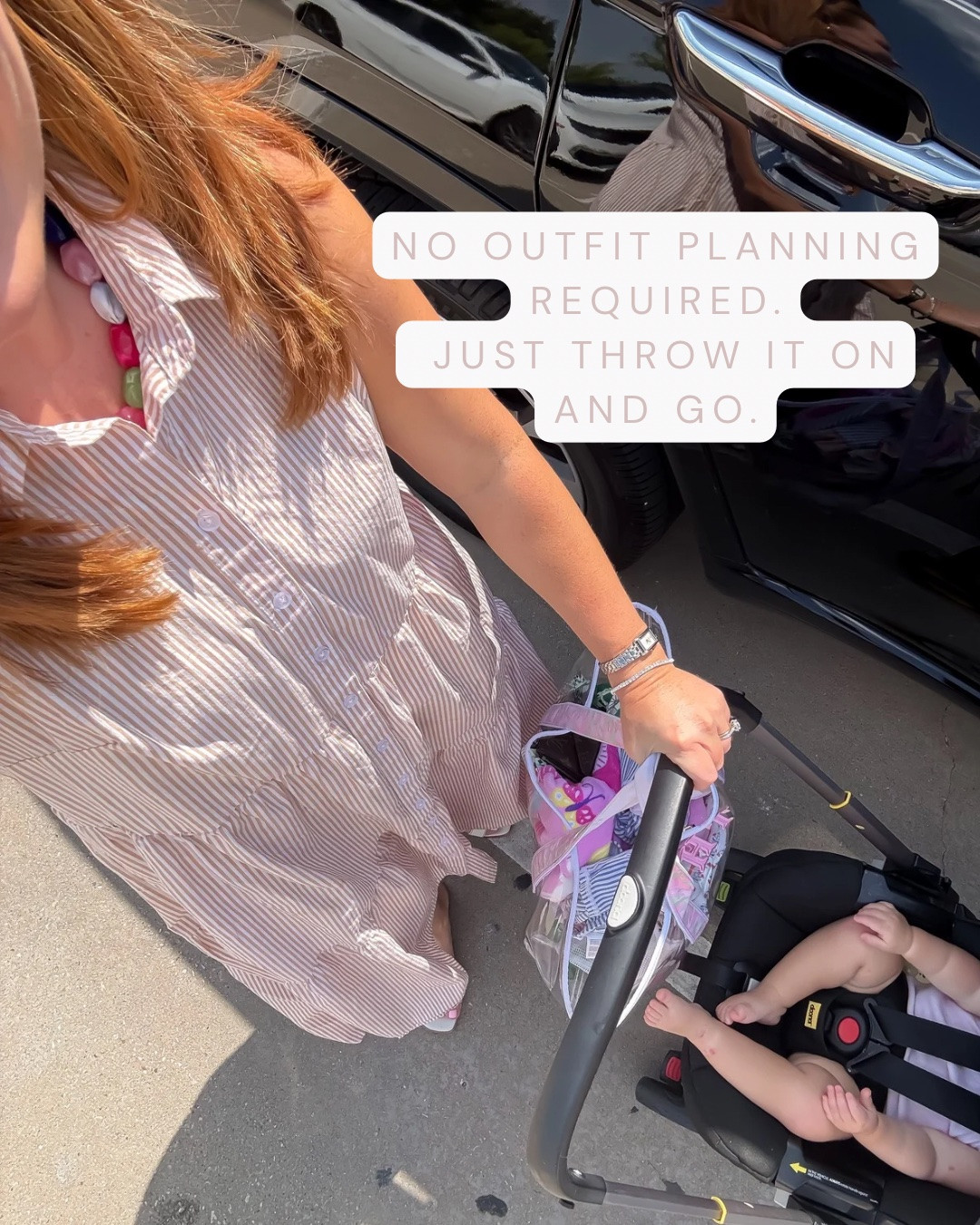 ✨ Sizing: Small

One-and-done outfits are always a win. This striped midi dress is lightweight, breathable, and perfect for those mornings when you need to get dressed fast. Just add sandals and you're ready for errands, lunch, or a day with the kids.

SEO: striped midi dress, summer dress, casual mom outfit, everyday dress, effortless style, throw-on-and-go outfit