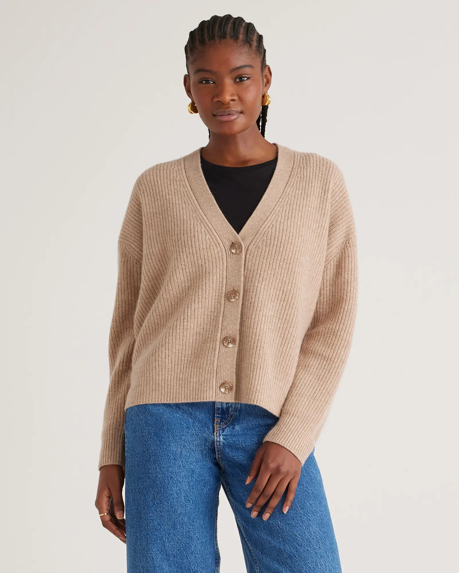 Mongolian Cashmere Fisherman Cropped Cardigan Sweater | Quince