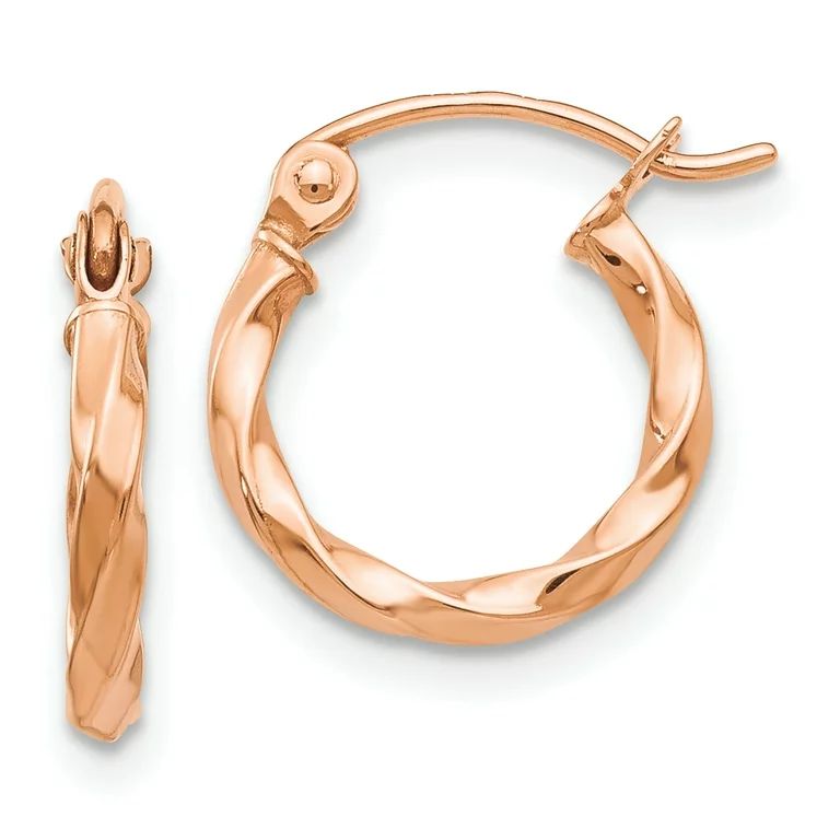 Lex & Lu 14k Rose Gold Twisted Hoop Earrings LAL82084 | Walmart (US)