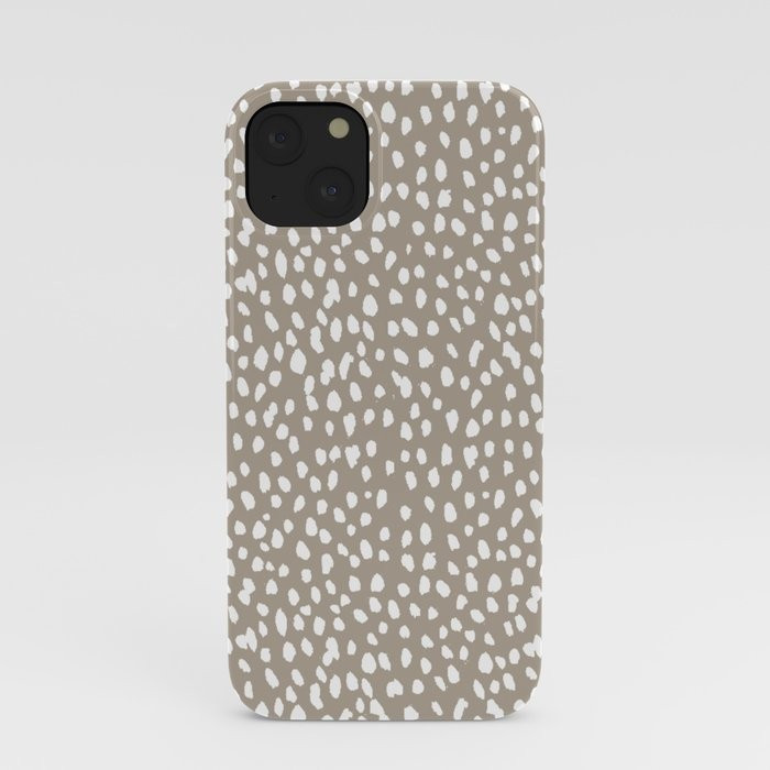 White on Dark Taupe spots iPhone Case | Society6