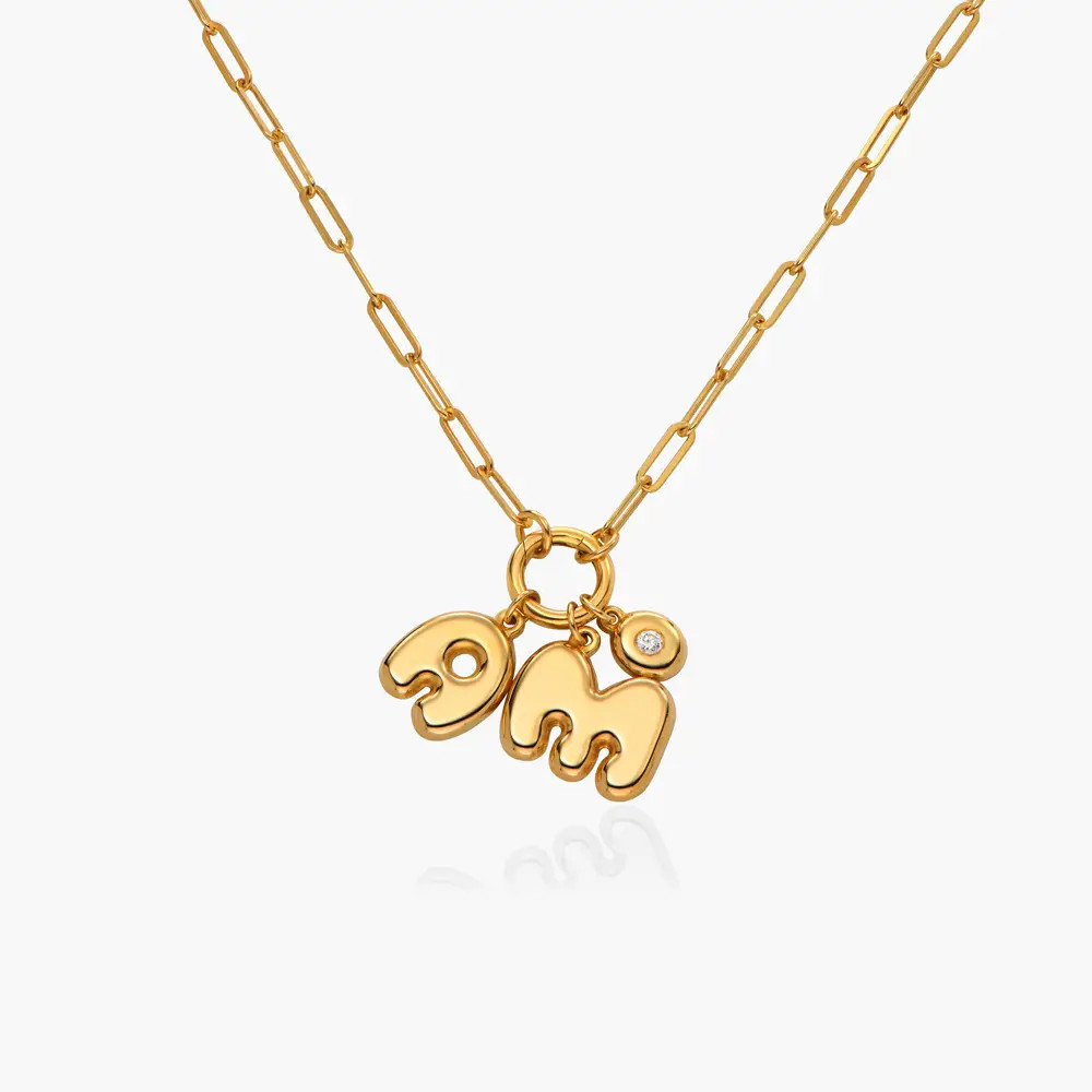 Bubble Up Initial Necklace with Diamond - Gold Vermeil | Oak & Luna (US)