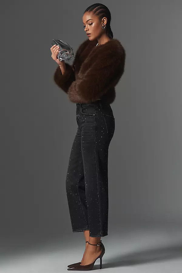 Pistola Lexi Embellished Mid-Rise Bowed Straight-Leg Jeans | Anthropologie (US)