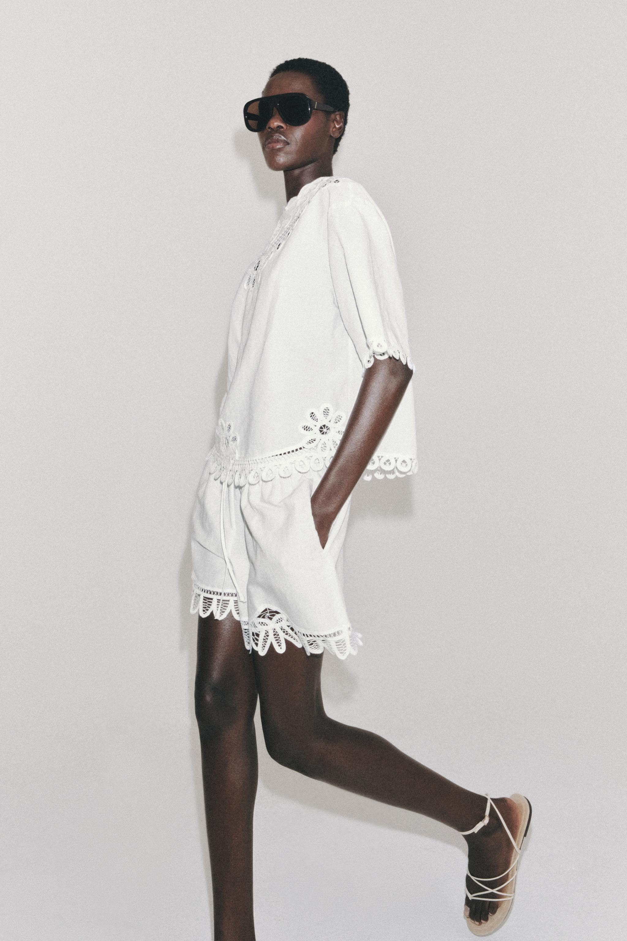 EMBROIDERED LINEN BLEND SHORTS ZW COLLECTION | Zara US