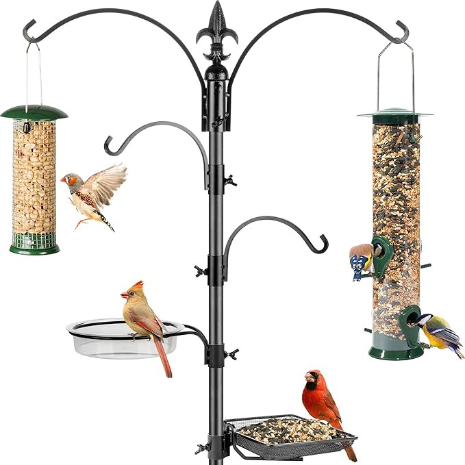 Gray Bunny 91” Bird Feeder Pole, Bird Feeder Stand Set with 6 Accessory Attachments - Multiple ... | Amazon (US)