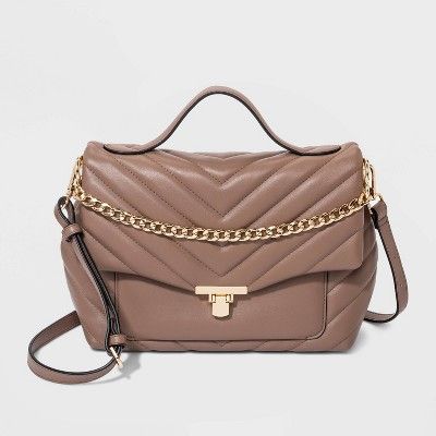 Quilted Top Handle Satchel Handbag - A New Day&#8482; Taupe | Target