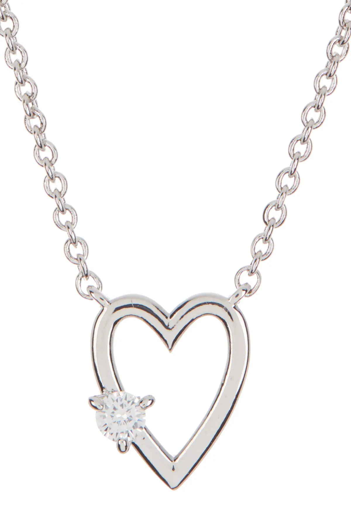 NADRI Rhodium Plated Prong Set CZ Open Heart Pendant Necklace at Nordstrom Rack | Nordstrom Rack