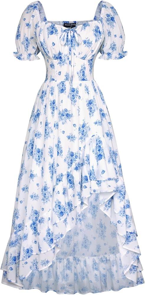 Scarlet Darkness Cottagecore Corset Dress Flowy Chiffon Floral Dresses for Women | Amazon (US)