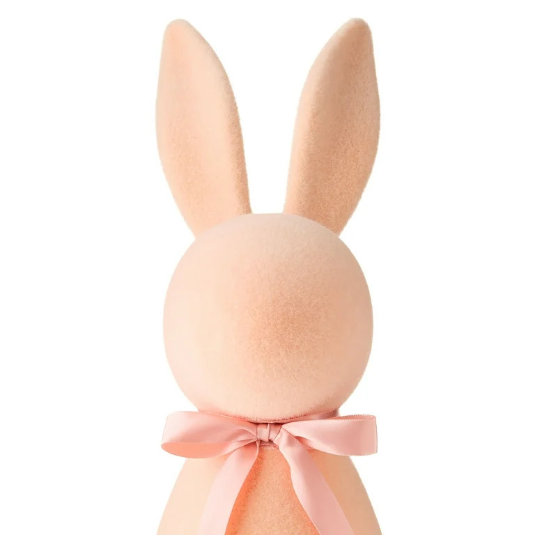 Easter Flocked Peach Bunny Decor, 16 in, by Way To Celebrate - Walmart.com | Walmart (US)