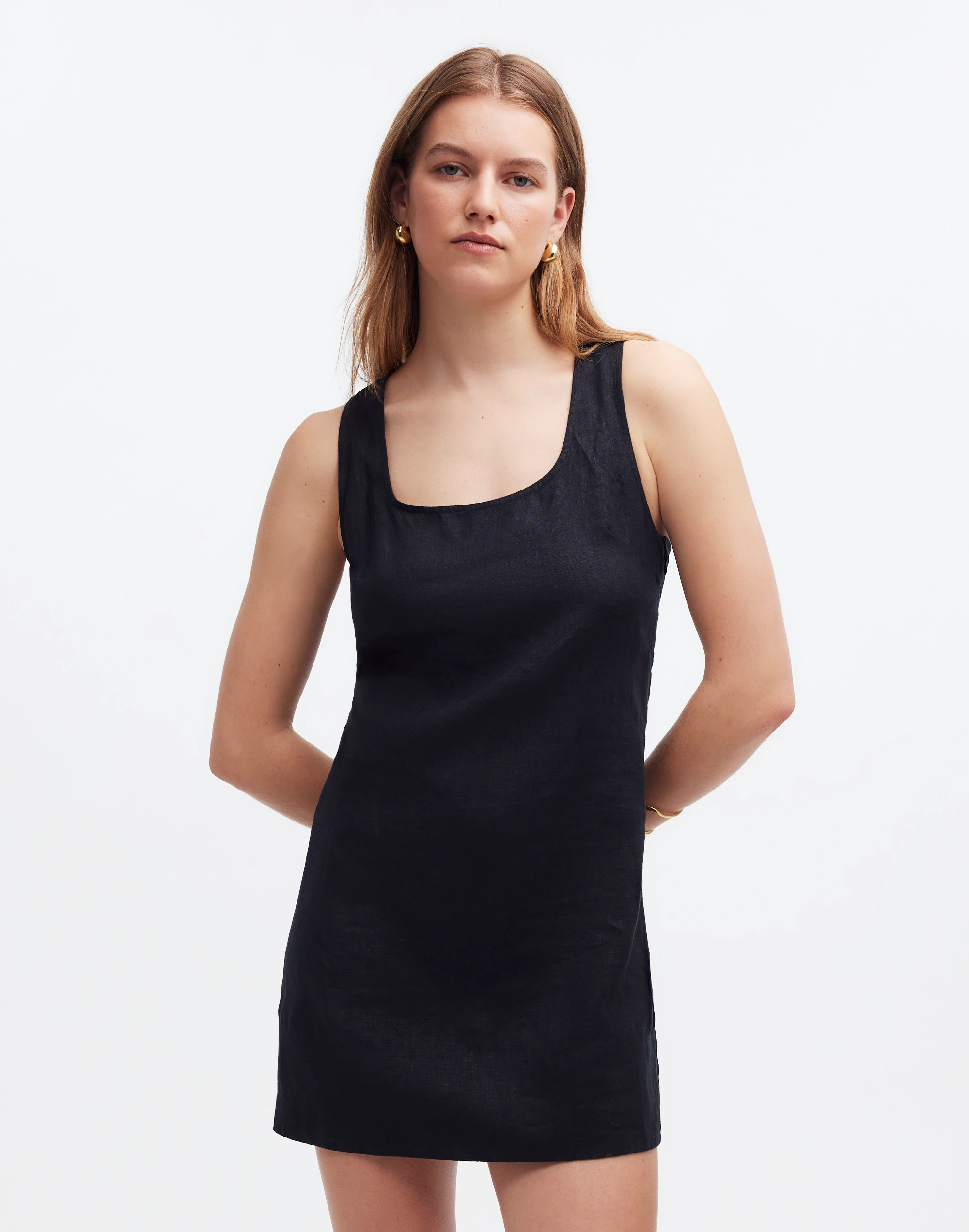 Cross-Back A-Line Mini Dress in 100% Linen | Madewell