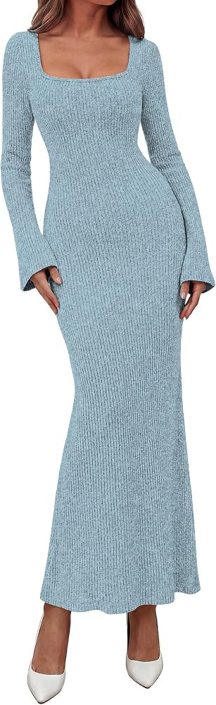 PRETTYGARDEN Women's Fall Long Sleeve Maxi Bodycon Dresses | Amazon (US)