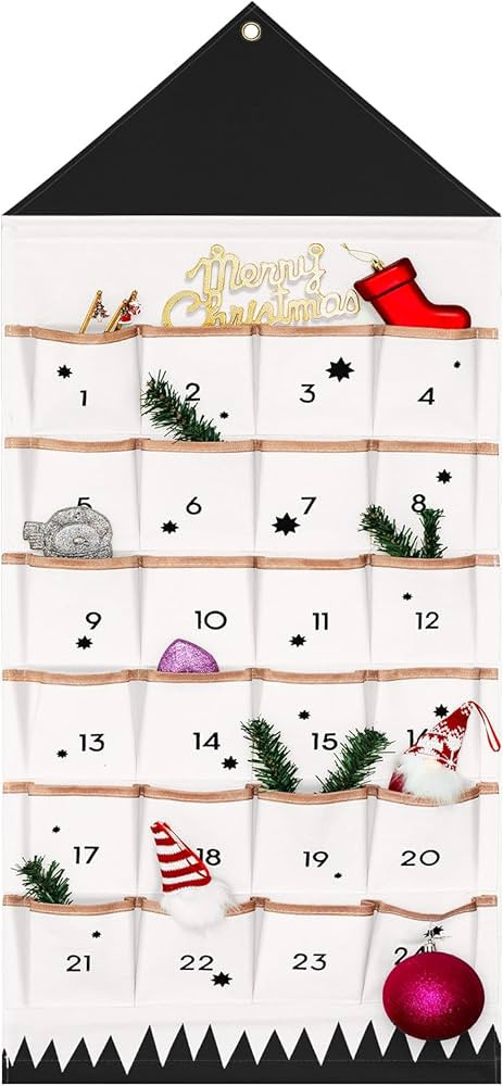 Christmas Advent Calendars with 24 Pockets Countdown Calendar DIY Xmas Reusable Canvas Wall Hangi... | Amazon (US)