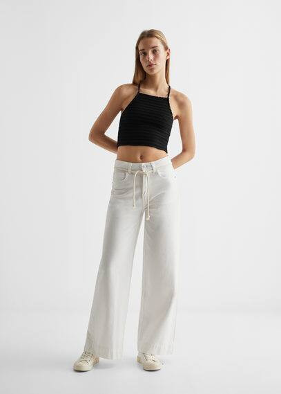 Openwork knitted crop top black - Teenage girl - L - MANGO TEEN | MANGO (UK)