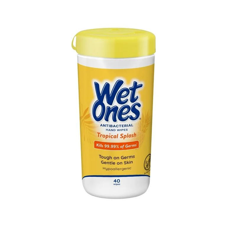 Wet Ones Antibacterial Hand Wipes, Tropical Splash Citrus Scent, 40 Ct Canister, Hypoallergenic | Walmart (US)