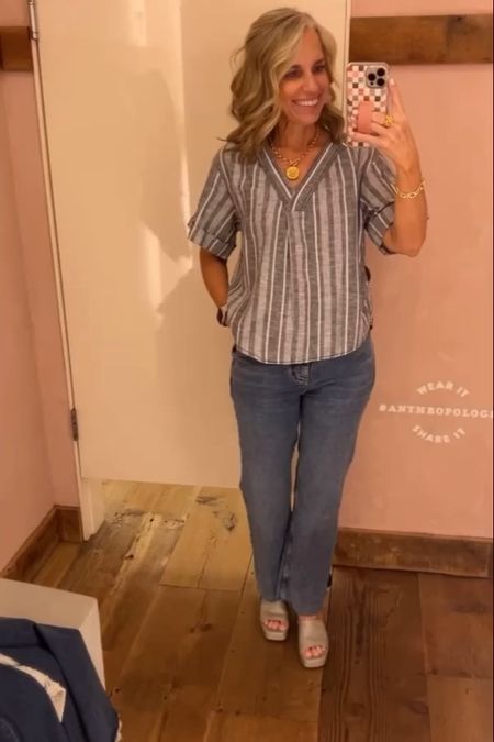 Stopped into Anthropologie and found some gooooood pieces. 
Wearing XS in tops and dresses (yellow top is small) 
Wearing 27 in jeans 

Use code COAST10 on shoes 
Wedding guest dress 

#LTKstyletip #LTKfindsunder100 #LTKover40