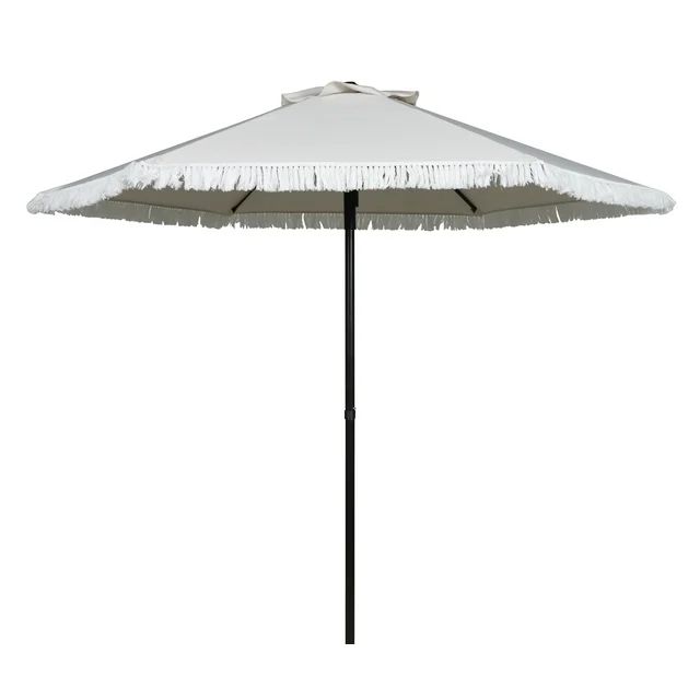 Better Homes & Gardens Outdoor 7.5' White Ventura Fringe Round Push-up Premium Patio Umbrella wit... | Walmart (US)