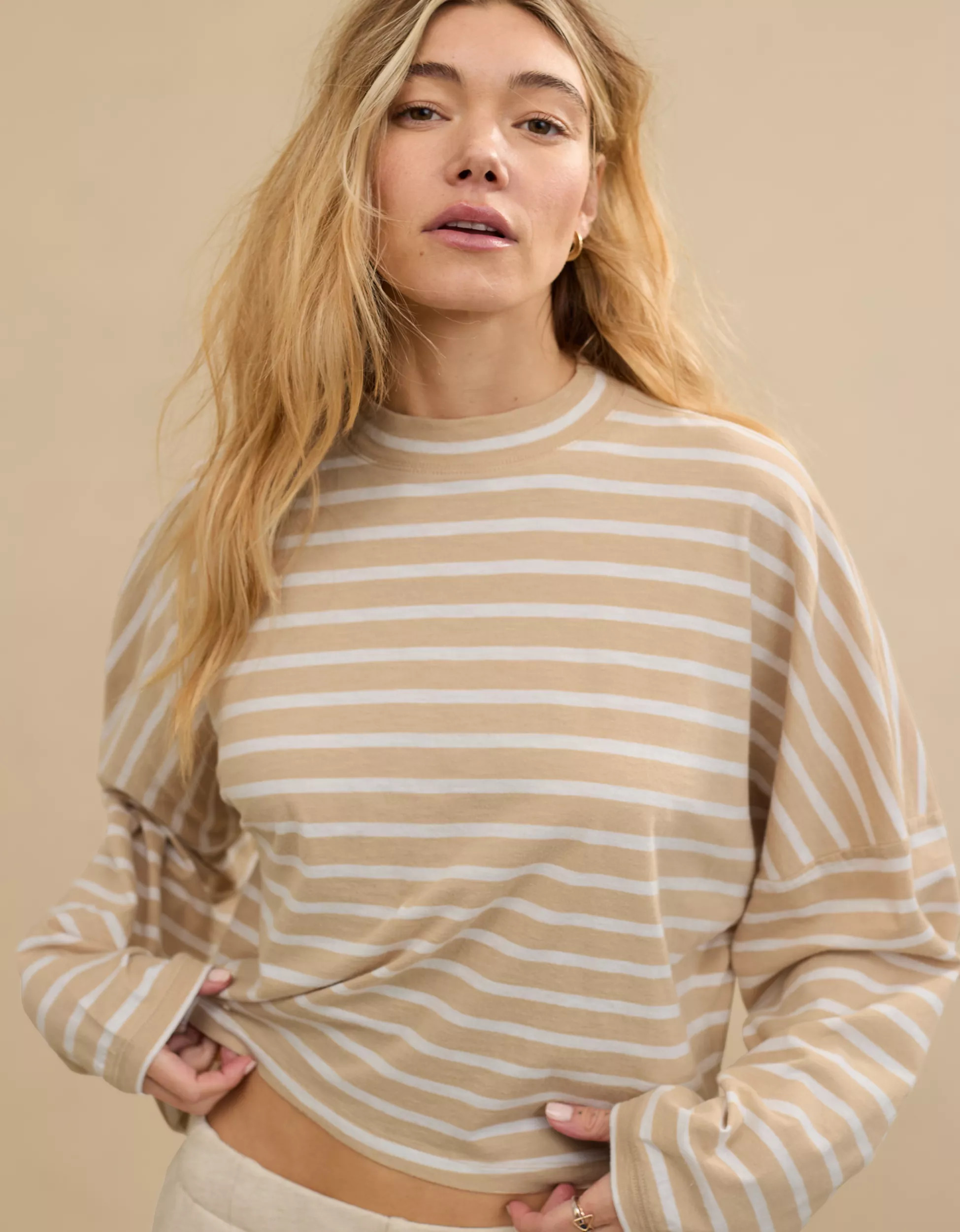 Aerie Cozy Long Sleeve Mockneck T-Shirt | Aerie