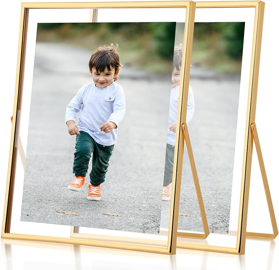 Amazon.com - Fixwal Floating Picture Frame Set of 2, 8 x 10 Tempered Glass Frame, for Tabletop Di... | Amazon (US)