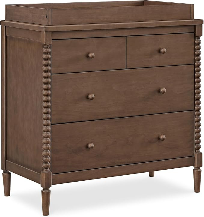 Delta Children Saint 4 Drawer Dresser with Changing Top and Interlocking Drawers, Teak Brown | Amazon (US)