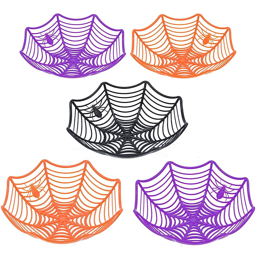 JOYIN 5 Pcs Halloween Candy Bowl Spider Web Trick or Treat Dish Decorations Indoor, Plastic Bowl ... | Amazon (US)