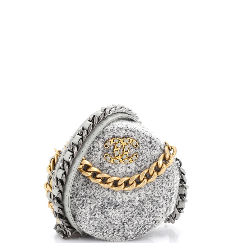 19 Round Clutch with Chain Quilted Tweed | Rebag