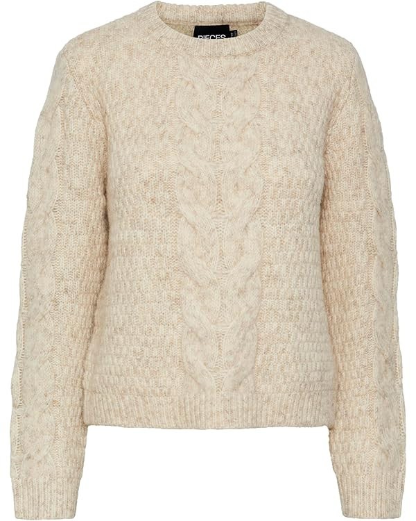 PIECES Women's Pcnina Ls O-Neck Knit Noos Bc Knitted Jumper (Pack of 1) | Amazon (UK)