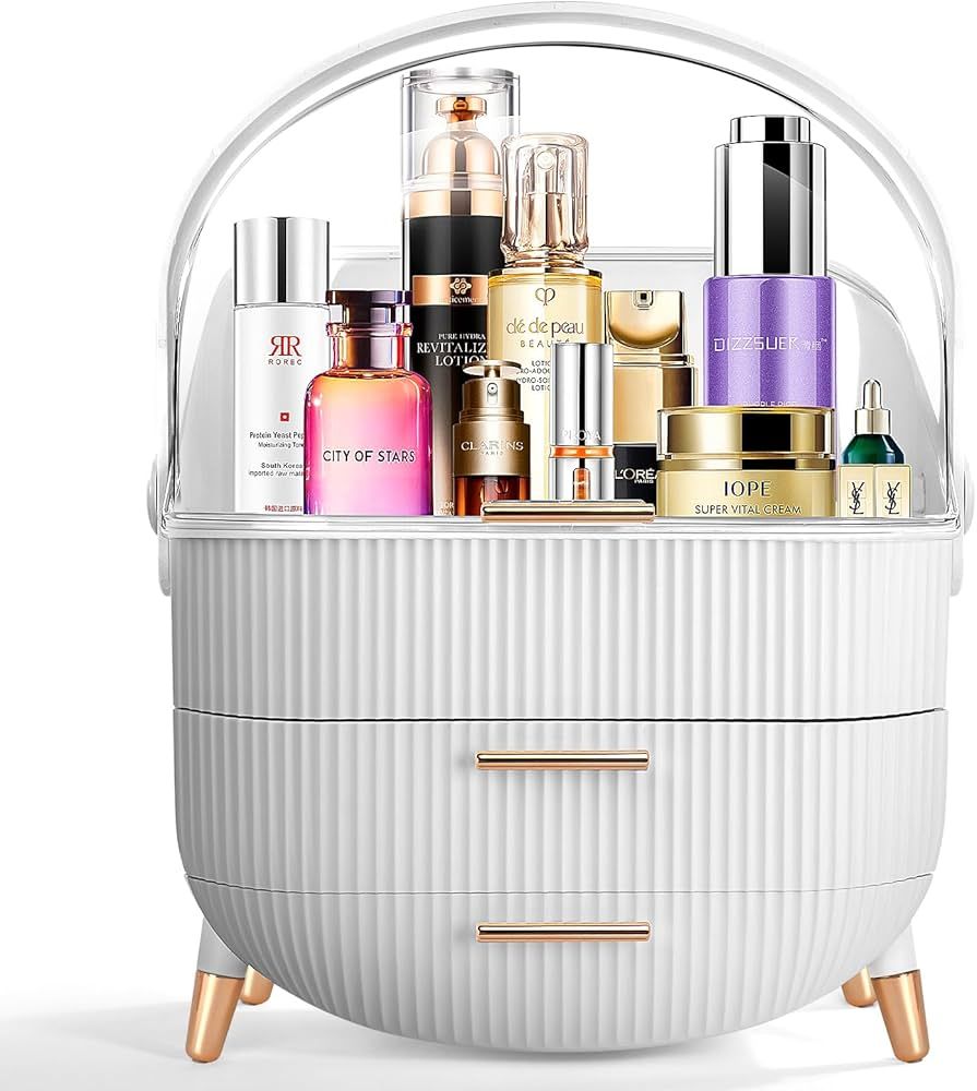 Portable Cosmetics Storage Box, Makeup Organizer for Vanity,Preppy Skin Care Caddy for Bathroom,D... | Amazon (US)