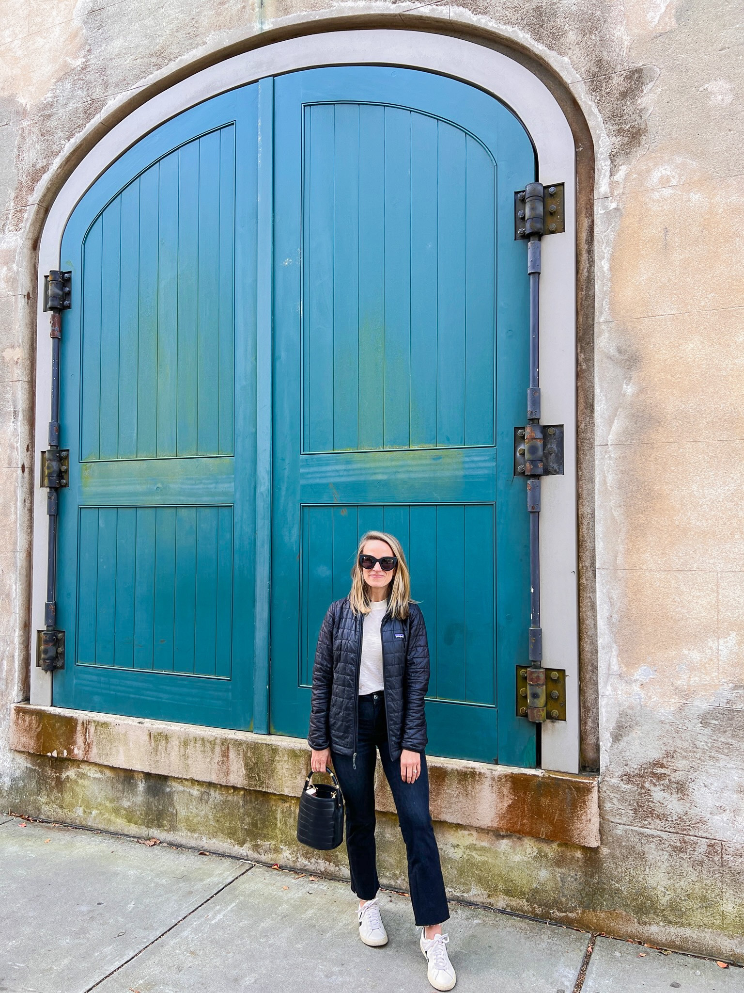 Casual outfit for a day in Charleston. Black kick flare jeans (TTS), a Patagonia puffer coat, Veja sneakers, and my favorite black J.Lowery Bucket bag. #charleston #travel #walkingoutfit

#LTKshoecrush#LTKSeasonal#LTKstyletip