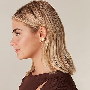 PAVOI 18K Gold Plated 925 Sterling Silver Posts 3 Pairs Hoop Earrings Set for Women | Huggie Earr... | Amazon (US)