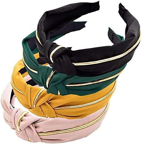 Hairbands for Women 4 Pack, Fashion Cross Knot Hairbands Wide Knotted Hair Hoop Headwrap Headwear... | Amazon (US)