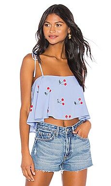 Lovers + Friends Amberly Crop Top in Light Blue from Revolve.com | Revolve Clothing (Global)