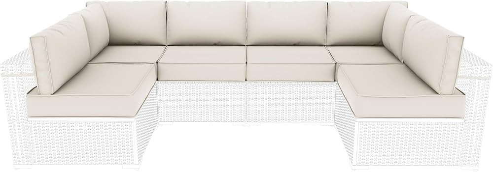 Outdoor Furniture Replacement Cushions, 5" Foam Foam High-Density, Fits 6-seat Sectional Rattan C... | Amazon (US)