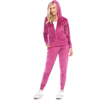 Women's 2 Piece Velour Tracksuit Set - White Mark | Target