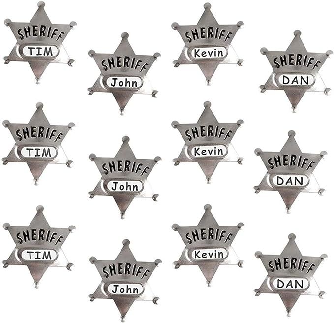 ArtCreativity Metal Sheriff Badges - Pack of 12 - with a Space for Personalized Name and Safety P... | Amazon (US)