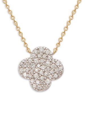 14K Yellow Goldplated Sterling Silver & 0.49 TCW Diamond Clover Pendant Necklace/18" | Saks Fifth Avenue OFF 5TH