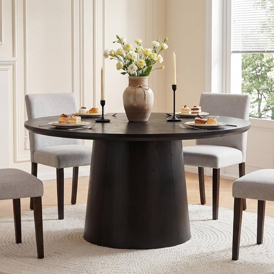 LITTLE TREE 47.24 Inches Round Dining Table, Modern Wooden Kitchen Table with Heavy-Duty Table Le... | Amazon (US)