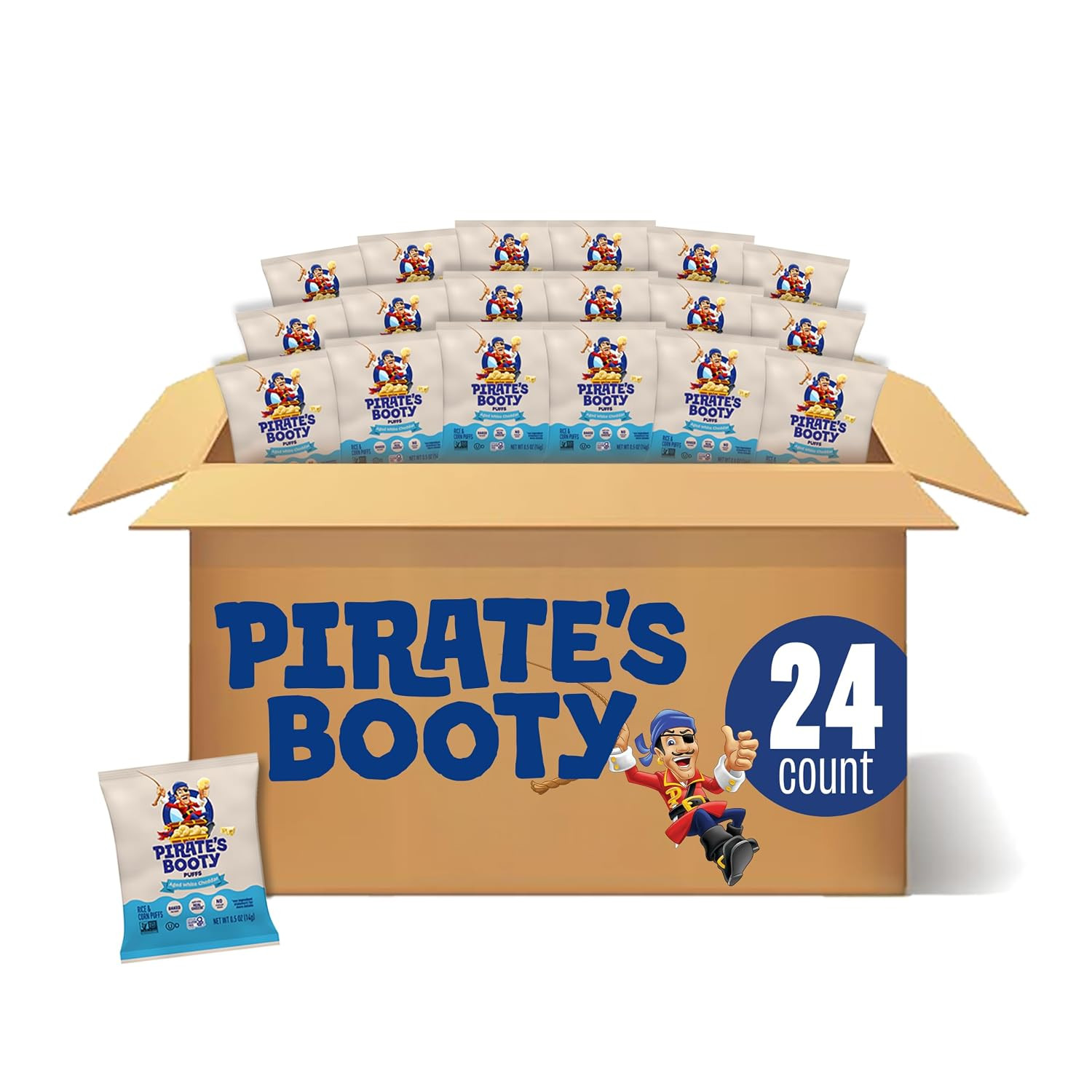 Pirate's Booty Aged White Cheddar Cheese Puffs, Gluten Free, Healthy Kids Snacks, Halloween Snacks for Kids, 0.5 Ounce (Pack of 24) | Amazon (US)