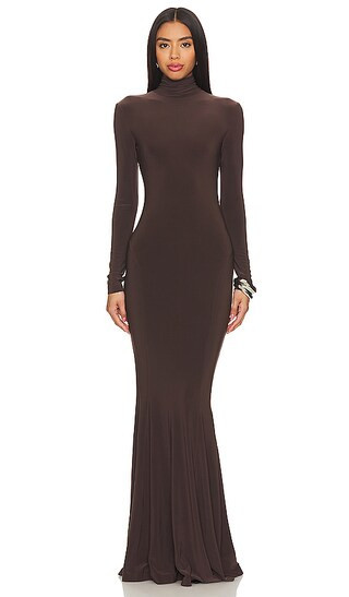 Norma Kamali x REVOLVE Fishtail Gown in Chocolate. - size XS | Revolve Clothing (Global)