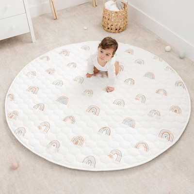 Premium Play Mat - Soft and Comfortable Kids & Toddler Play Mat with Non-Slip Bottom By Comfy Cubs - Rainbow, Round 60" | Target
