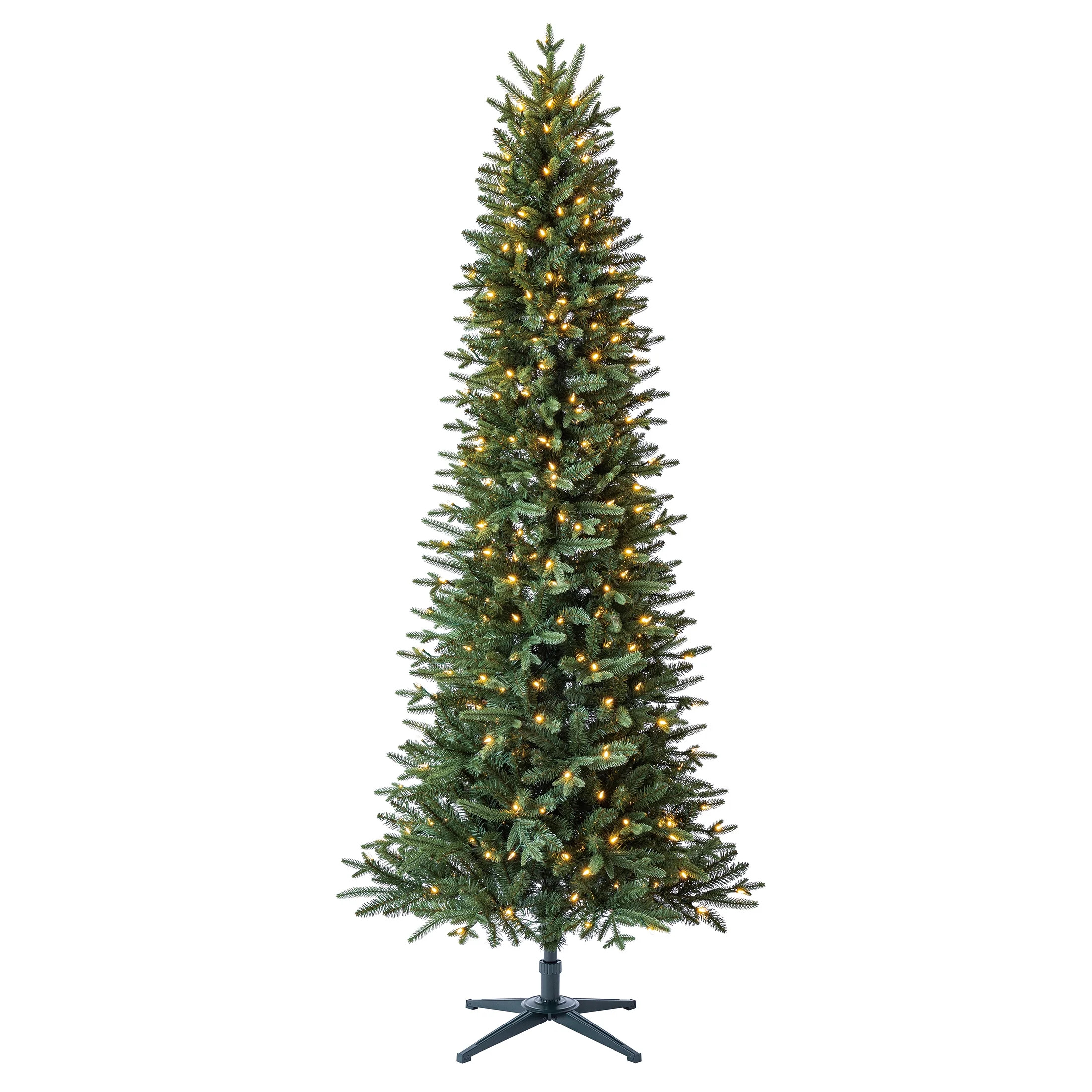 7.5' Pre-Lit Sanford Pencil Fir Green Artificial Christmas Tree with Warm White LED Lights, by Ho... | Walmart (US)