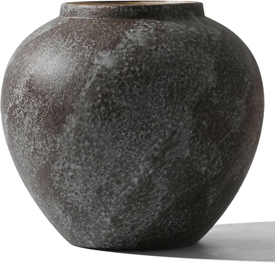 Rustic Ceramic Vintage Farmhouse Vase for Decor (Large Brush Black) | Amazon (US)