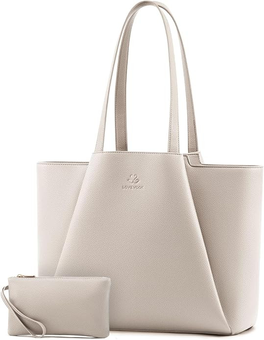 LOVEVOOK Laptop Tote for Women - 15.6 Inch Faux Leather Laptop Bag with Clutch, Large Capacity Of... | Amazon (US)