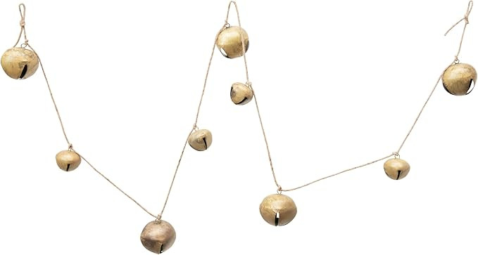 Creative Co-Op 76" L Metal Jingle Bell Garland, Gold Finish | Amazon (US)