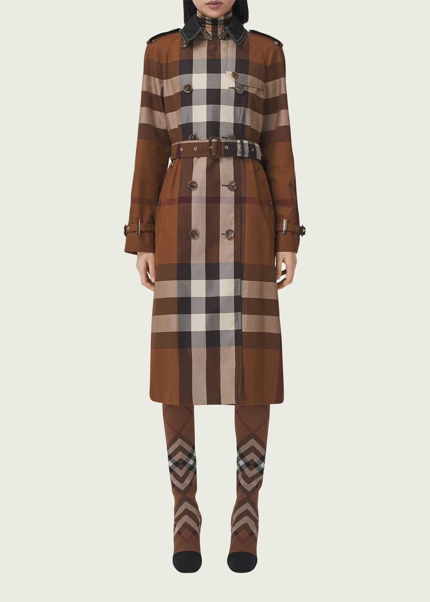Waterloo Check-Print Double-Breasted Trench Coat | Bergdorf Goodman