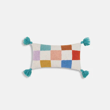 Checkerboard Tassel Lumbar Pillow| Dorm Essentials - Dormify | Dormify