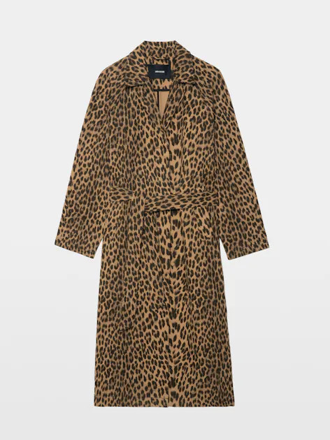 Long Leopard Print Cotton Coat in Brown | Zadig et Voltaire (US)