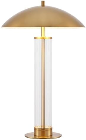 SAFAVIEH Lighting Collection – Tylar Brass Metal & Glass 24 Inch Table Lamp with Dome Shade and... | Amazon (US)