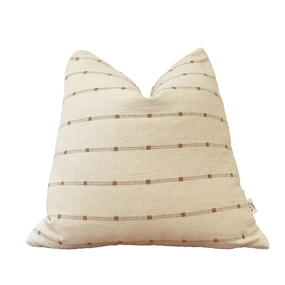 Chiangmai cotton pillow pillow, tan and natural striped pillow cover, 20x20” | Etsy (US)