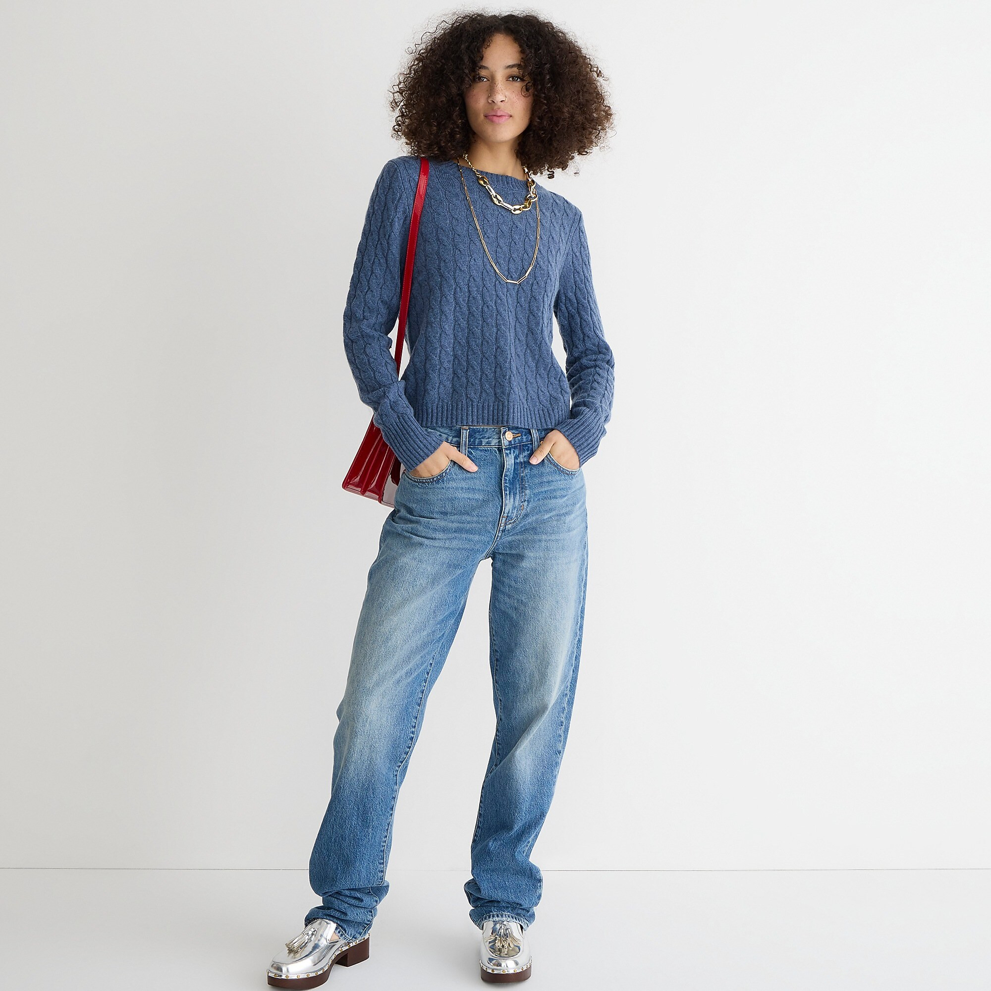 Cashmere cable-knit crewneck sweater | J. Crew US