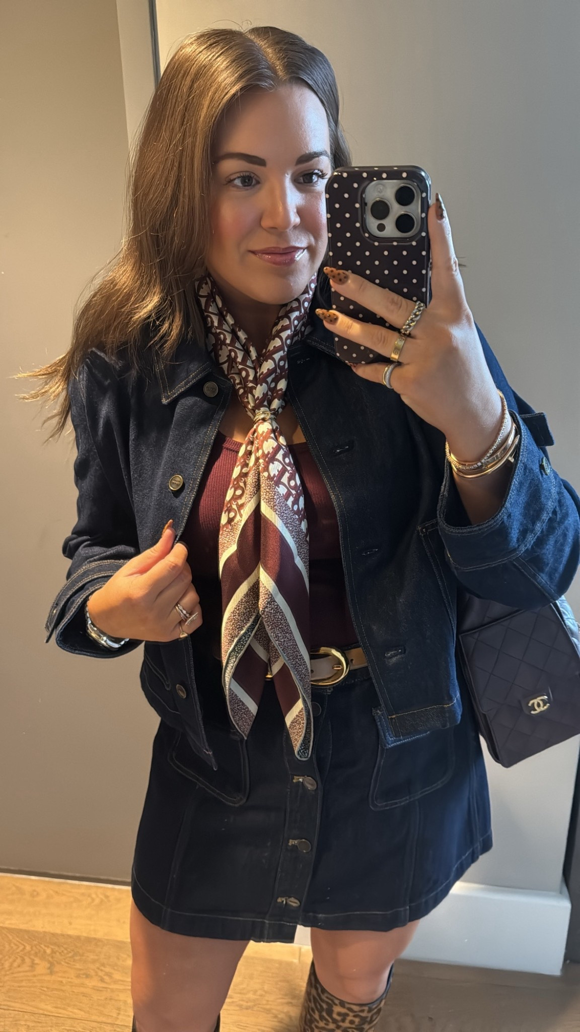 curvy midsize fall outfit! wearing size large in cropped burgundy tank, size large in denim jacket (runs slightly oversized) and size 14 in denim skirt 

#LTKFindsUnder100 #LTKSeasonal #LTKMidsize