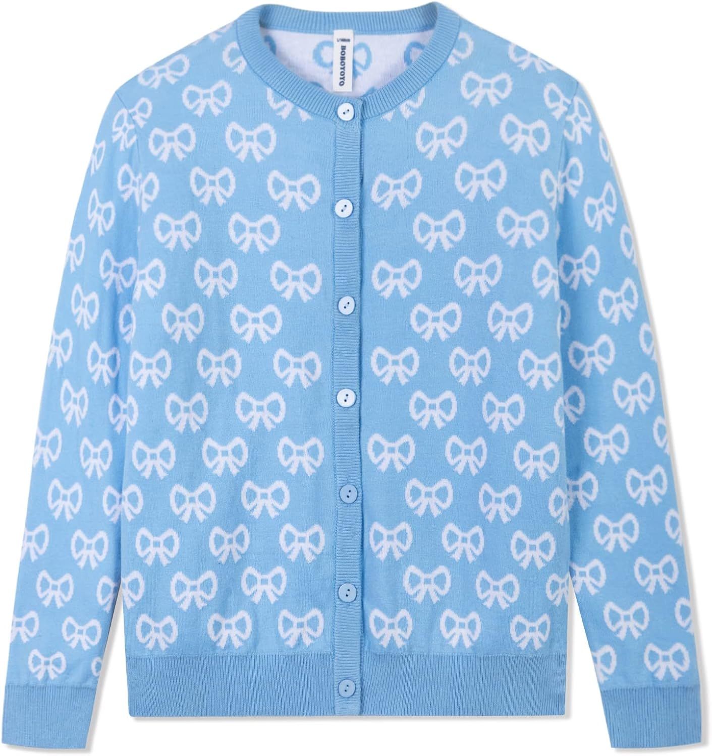 BOBOYOYO Girls Cute Cardigan 100% Cotton Girls Button Up Sweater Long Sleeve Kids Knit Cardigan C... | Amazon (US)